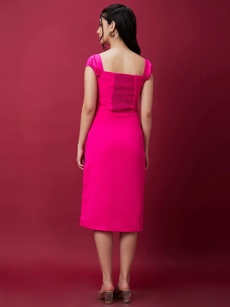 globus Women Sweetheart Neck Smocked Sheath Dress