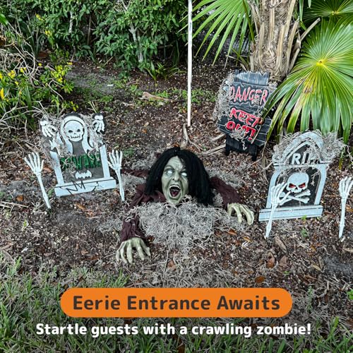 PREXTEX Crawling Zombie Halloween Decoration - Zombies Coming Out of Ground Prop - Creepy Outdoor Zombie Yard Decorations for Haunted Houses, Graveyards, and Halloween Parties - 6 x 5 x 7 Inches - Image 2