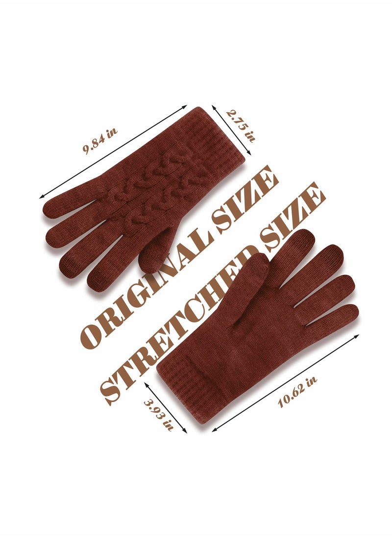 SYOSI Women Touch Screen Gloves - Winter Warm Gloves Touchscreen Mittens Thermal Fleece Lined Knitted Gloves for Outdoor  - Image 4