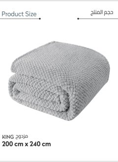 Donetella Soft Waffle Fleece Blanket King Size(200X240 CM) No Shed,No Pilling Plush Cozy Throw 300 GSM Lightweight Blanket For Bed, Couch , Chair , Sofa And Camping,Grey  - Image 3
