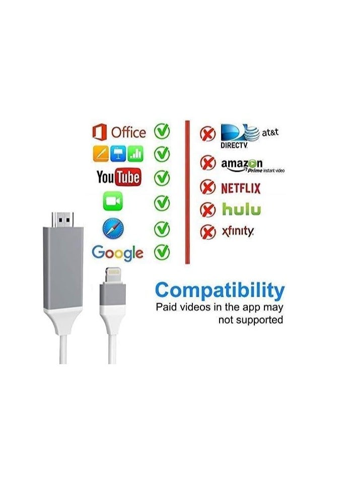 KASTWAVE Lightning to HDMI Adapter, HDMI Cable for iPhone to TV, Digital AV Adapter, 1080P HD Video Sync Screen Connector, iPhone to HDMI for TV Projector Monitor, NO Need Power Supply, White - Image 3