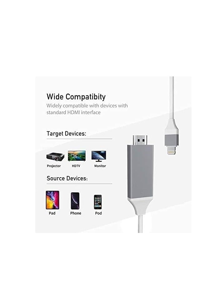 KASTWAVE Lightning to HDMI Adapter, HDMI Cable for iPhone to TV, Digital AV Adapter, 1080P HD Video Sync Screen Connector, iPhone to HDMI for TV Projector Monitor, NO Need Power Supply, White - Image 4