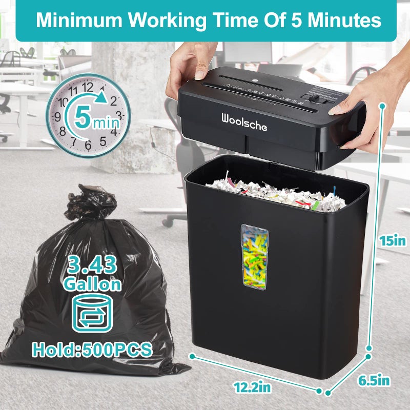 Woolsche Paper Shredder,10-Sheet Cross Cut with 3.43-Gallon Basket, P-4 Security Level,3-Mode Design - Shreds CD and Credit Card,Durable,Fast and Jam Proof for Home Office (ETL Certified) - Image 5