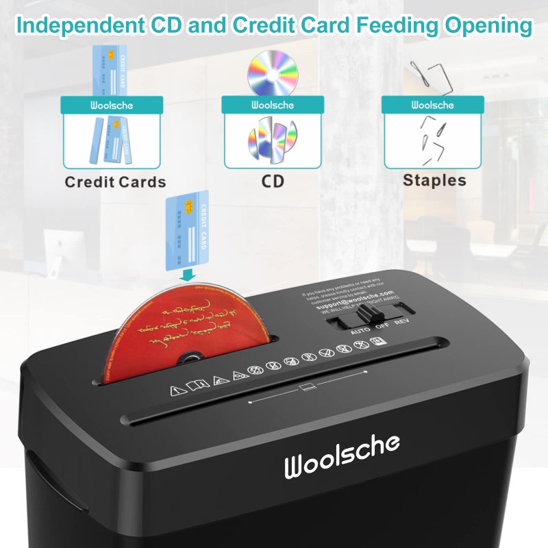 Woolsche Paper Shredder,10-Sheet Cross Cut with 3.43-Gallon Basket, P-4 Security Level,3-Mode Design - Shreds CD and Credit Card,Durable,Fast and Jam Proof for Home Office (ETL Certified) - Image 4