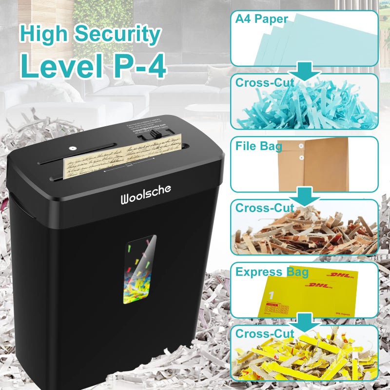 Woolsche Paper Shredder,10-Sheet Cross Cut with 3.43-Gallon Basket, P-4 Security Level,3-Mode Design - Shreds CD and Credit Card,Durable,Fast and Jam Proof for Home Office (ETL Certified) - Image 3