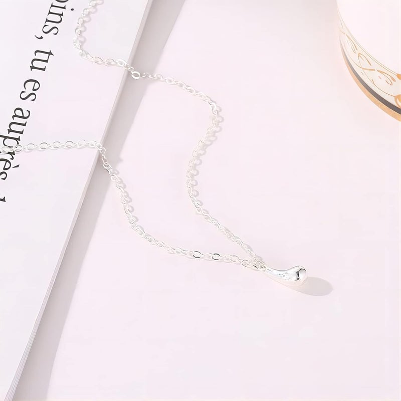 Excefore Jewelry Set for Women, 925 Silver Chain Necklace Bracelet Earrings Ring, Sterling Silver Hi-shiny Tear Drop Design Pendant Jewelry Gifts for Birthday Mother's Day Valentine’s Day, Girl Wife Friend - Image 3