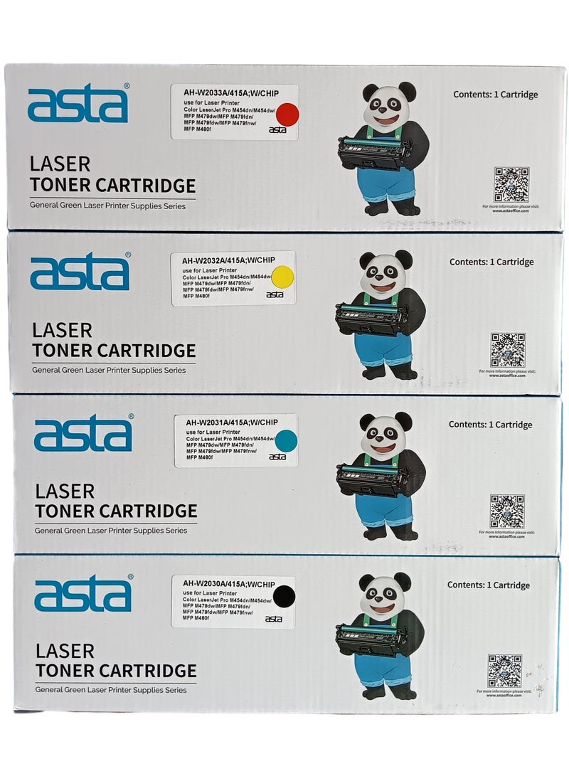 Asta Compatible Toner With Cartridge 415A Replacement For HP W2030A W2030X W2031A W2032A W2033A Works With Color Laserjet Pro MFP M479fdw Toner M479fnw M479fdn M479dw M454dn M454dw M479dn (4-Pack) - Image 1