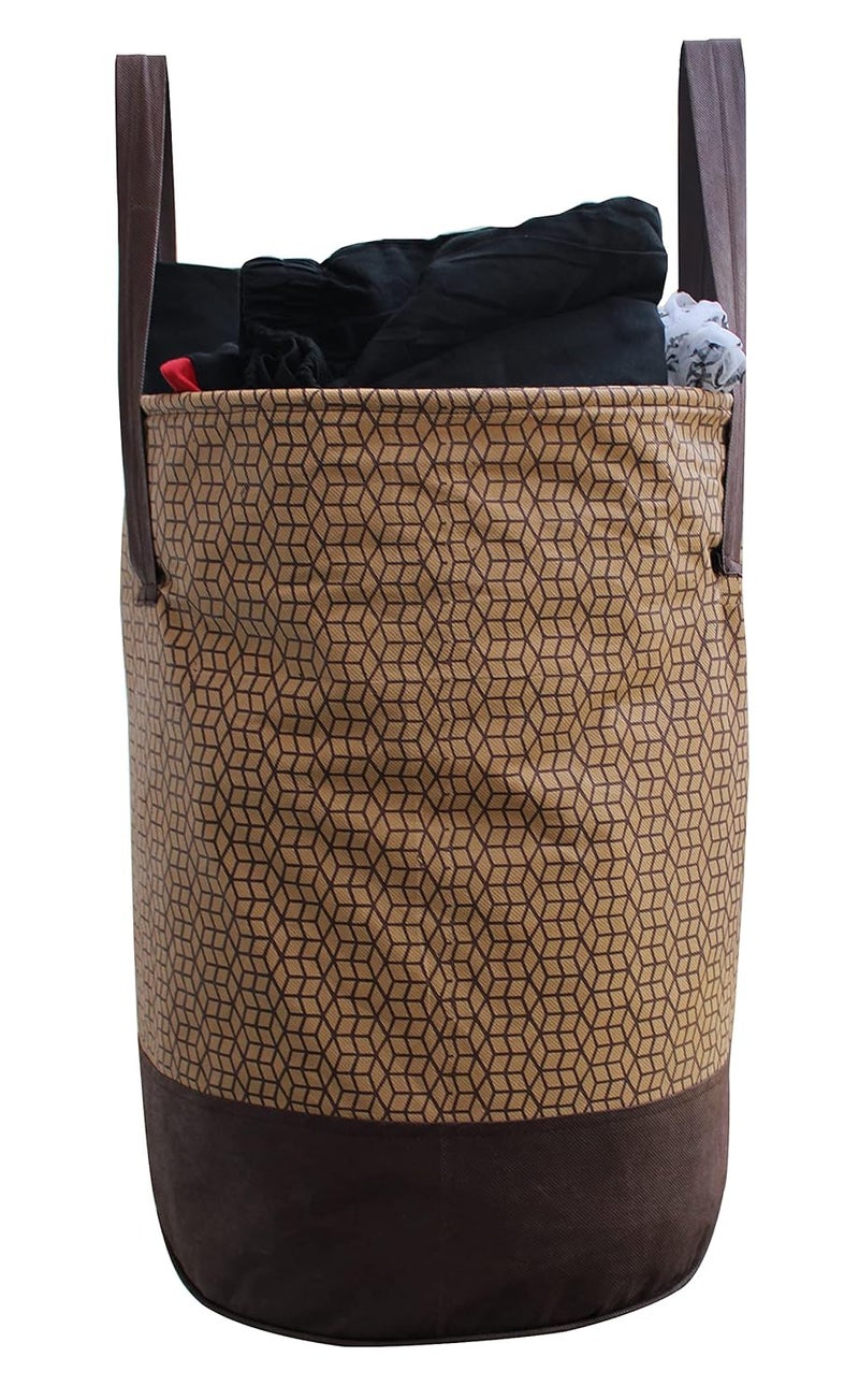 SYNTUS Round Non Woven Reusable Waterproof Foldable Laundry or Organizer Bag Toy Storage Bag With 45 Liter Capacity Pack of 1 Brown - Image 1