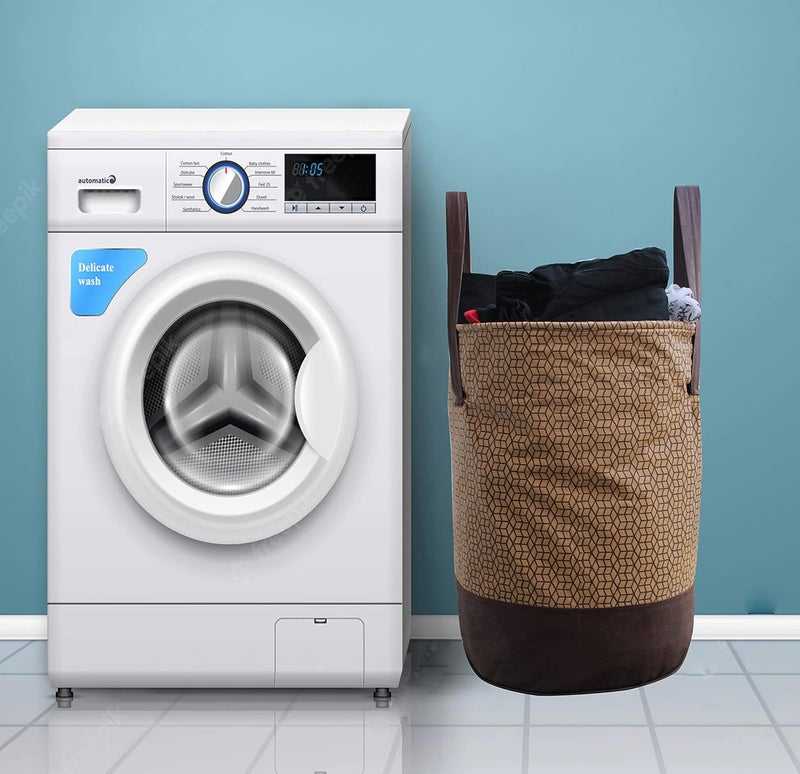 SYNTUS Round Non Woven Reusable Waterproof Foldable Laundry or Organizer Bag Toy Storage Bag With 45 Liter Capacity Pack of 1 Brown - Image 4