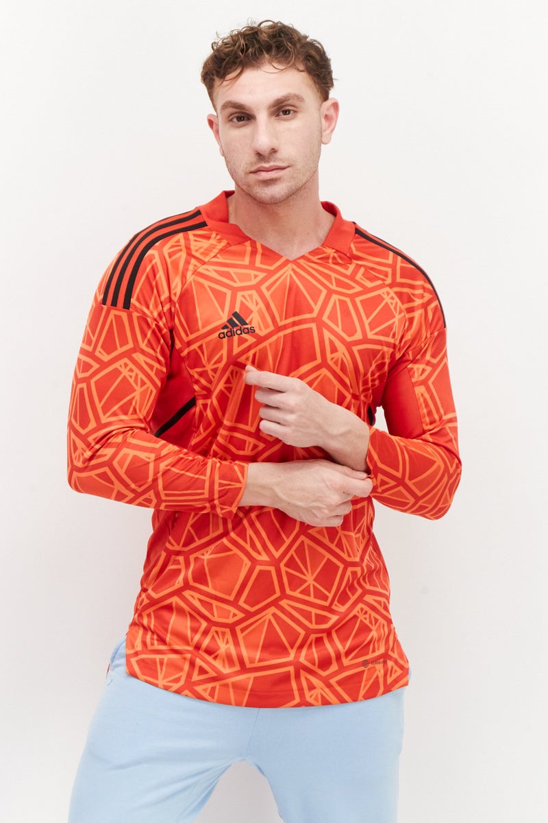 Adidas Men Sportswear Fit Allover Print Long Sleeves Sweatshirts, Red Combo - Image 1