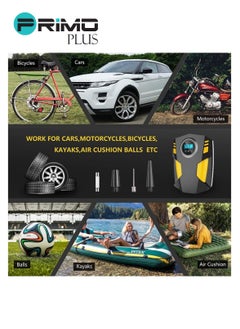 PRIMO PLUS Digital Car Tyre Inflator Air Compressor with Auto Stop and LED Light 12V Fast Portable Air Pump for Car Bicycle Motorcycle Ball Air Mattress  - Image 5
