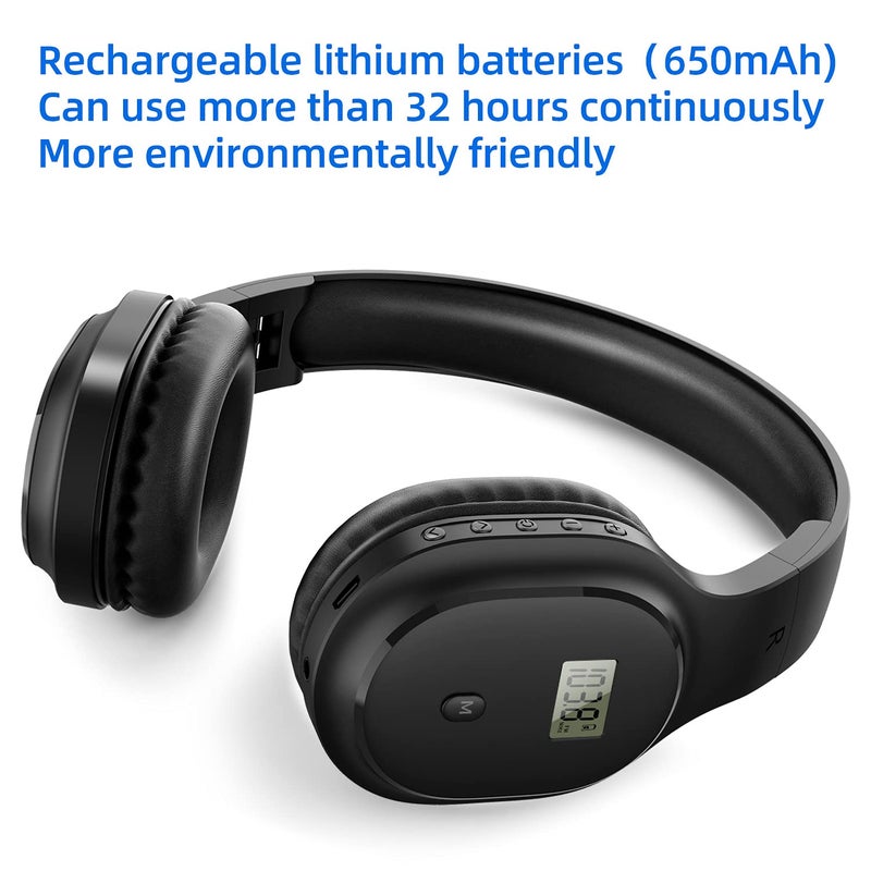 UMUTOO Wireless Headphones with FM Radio and Bluetooth 5.0, Rechargeable Portable Headset with Built-in Microphone, Lightweight and Comfortable Ear Muffs for Jogging, Mowing, Cycling, and More - Image 2