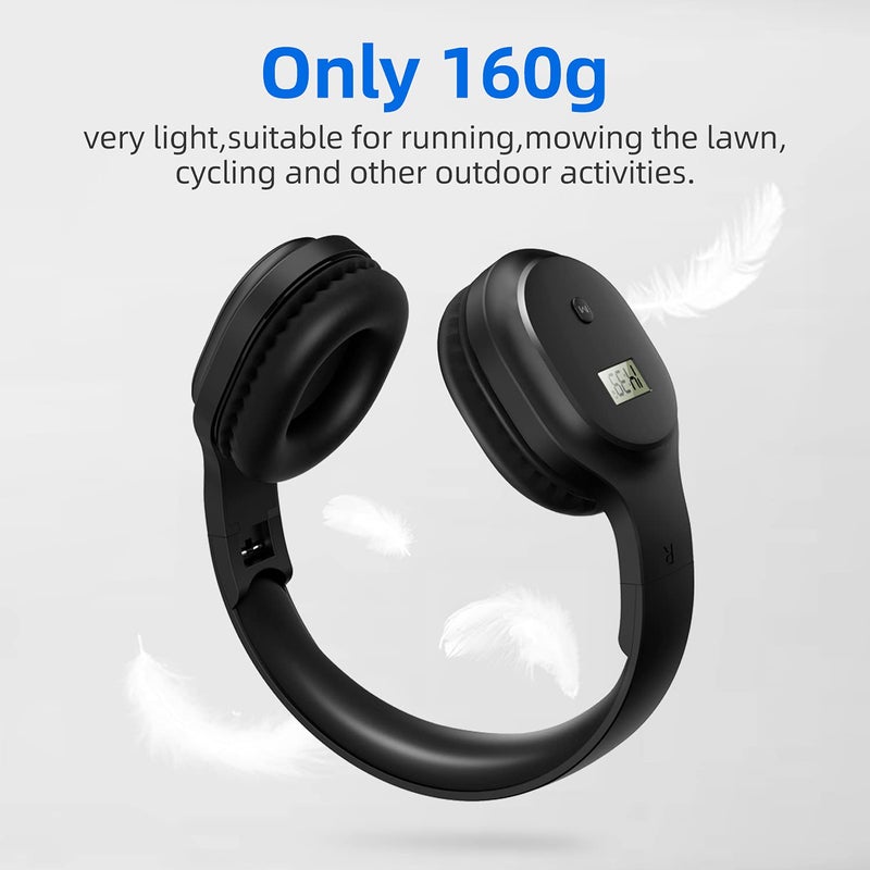 UMUTOO Wireless Headphones with FM Radio and Bluetooth 5.0, Rechargeable Portable Headset with Built-in Microphone, Lightweight and Comfortable Ear Muffs for Jogging, Mowing, Cycling, and More - Image 5