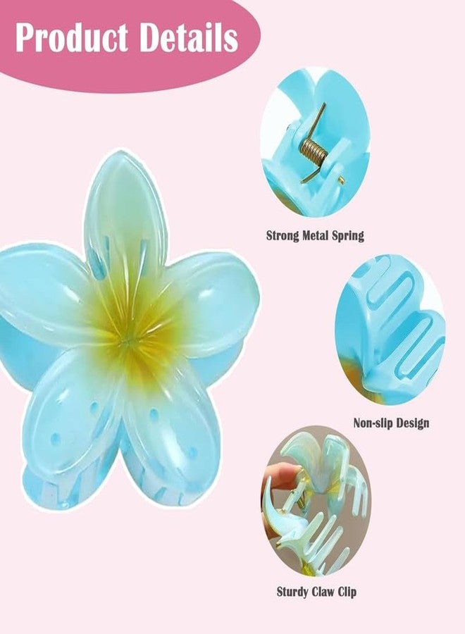 YANWENX Pack of 6 Flower Hair Clips - Colourful Hawaiian Flower-Shaped Claw Clips for Women, Non-Slip Hair Accessories for Thick & Thin Hair - Image 3