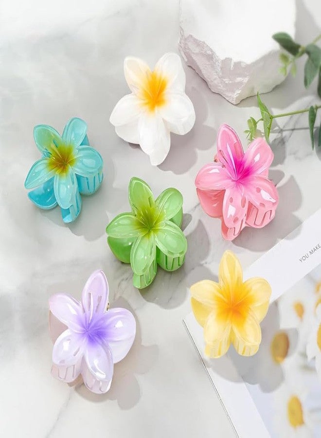 YANWENX Pack of 6 Flower Hair Clips - Colourful Hawaiian Flower-Shaped Claw Clips for Women, Non-Slip Hair Accessories for Thick & Thin Hair - Image 4