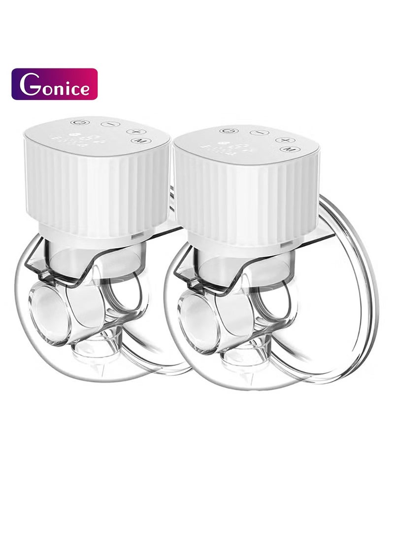 جونيس مضخة الثدي الكهربائية المزدوجة القابلة للارتداء والأيدي الخالية من الرضاعة الطبيعية مع 3 أوضاع و 9 مستويات، شاشة عرض LCD ووظيفة الذاكرة مضخة حليب لاسلكية متنقلة غير مؤلمة وقابلة لإعادة الشحن - Image 1