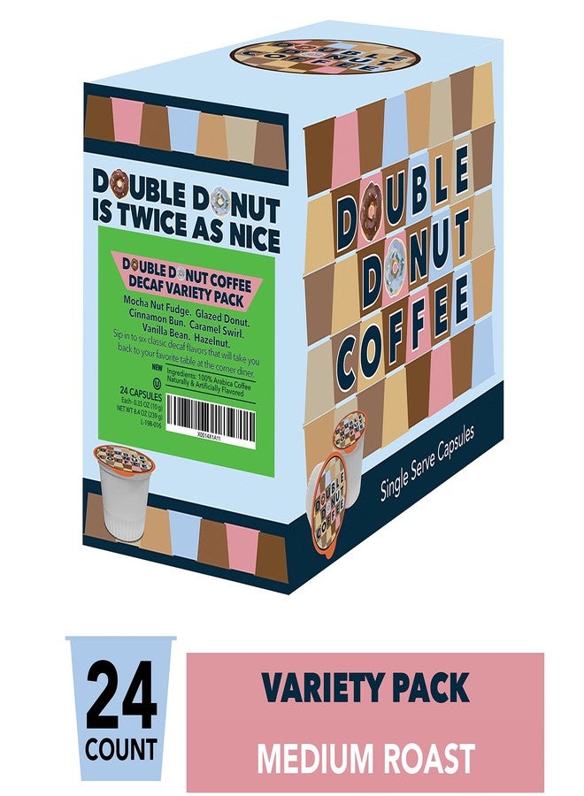 Double Donut Coffee Double Donut Decaf Medium Roast Coffee Pods Variety Pack - 24 Count - Image 2