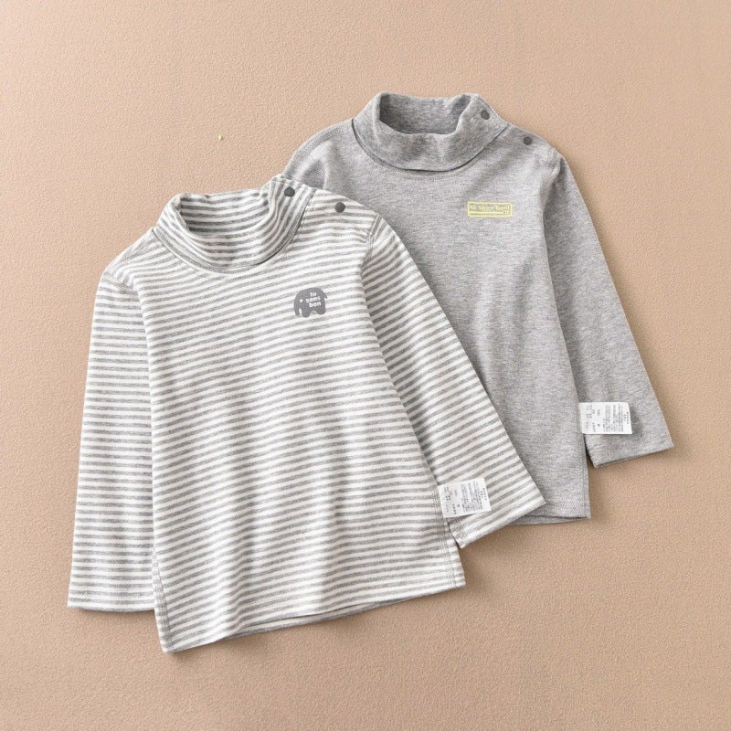 Distribution Generation Children'S Turtleneck Shirt Joker Base T-Shirt Export Japanese Sanding Velvet Pattern Boys And Girls - Image 2