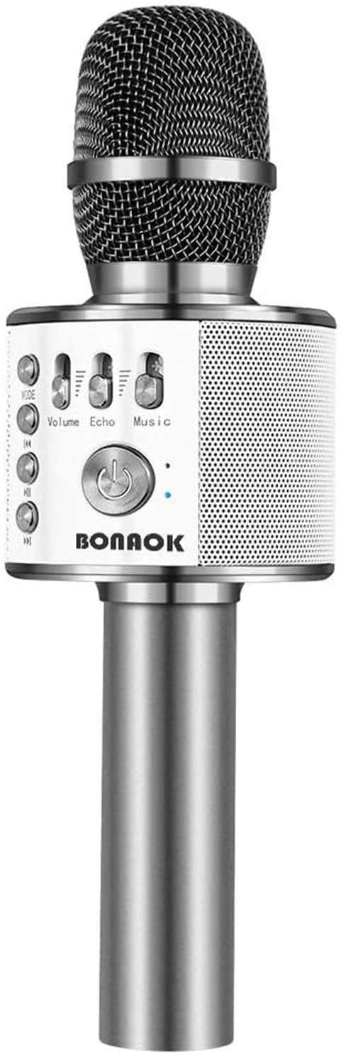 BONAOK Karaoke Microphone,3-in-1 Portable Bluetooth Handheld Karaoke Mic Speaker Machine Christmas Birthday Home Party for Android/iPhone/PC/Smartphone Karaoke Portable Systems(Q37 Space Gray) - Image 1