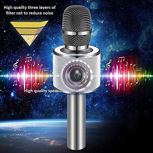 BONAOK Karaoke Microphone,3-in-1 Portable Bluetooth Handheld Karaoke Mic Speaker Machine Christmas Birthday Home Party for Android/iPhone/PC/Smartphone Karaoke Portable Systems(Q37 Space Gray) - Image 3