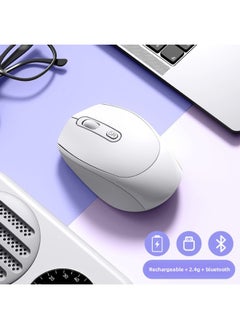 Generic Wireless Mouse Bluetooth Mute Home Business Office Rechargeable Laptop Desktop Computer E-sports Game Wholesale-Specification:Snow White [bluetooth 5.2+ Wireless Version] Charging Model/button Mute  - Image 1