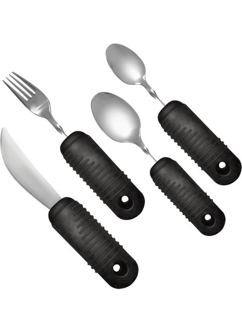4 Piece Adaptive Utensil Set With Easy Grip Handles