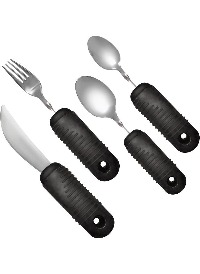 4 Piece Adaptive Utensil Set With Easy Grip Handles