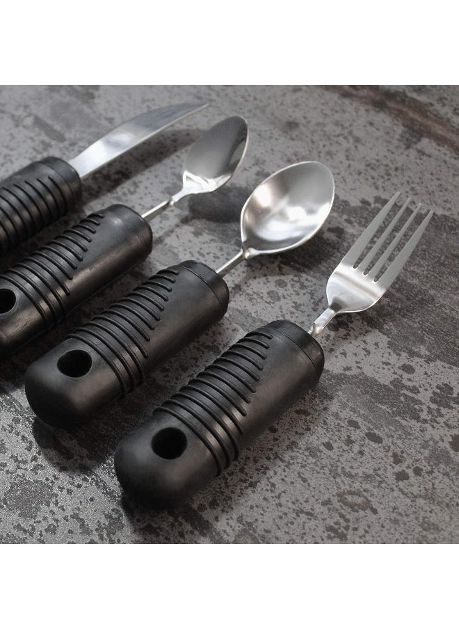 4 Piece Adaptive Utensil Set With Easy Grip Handles