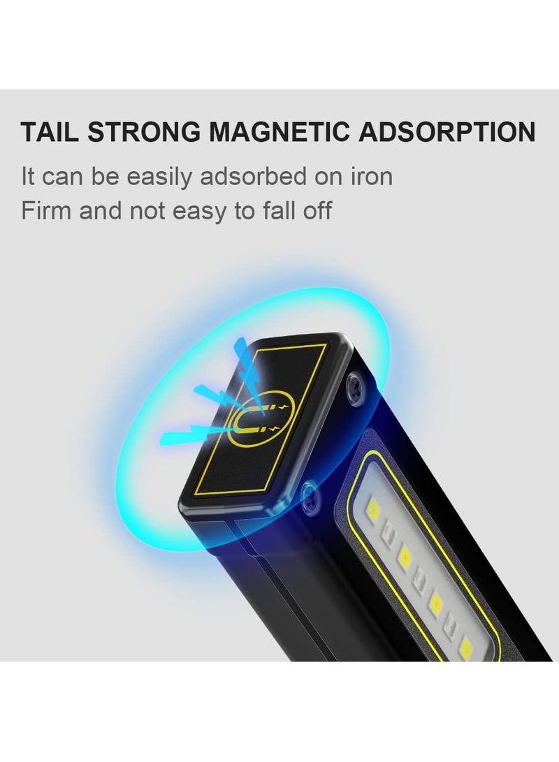 LED Small Flashlight Portable Rechargeable Work Light Super Bright Multi Use Waterproof COB Multifunctional Magnetic Suction Flashlight for Camping Walking Searching Hiking Indoor Outdoor Use - Image 4