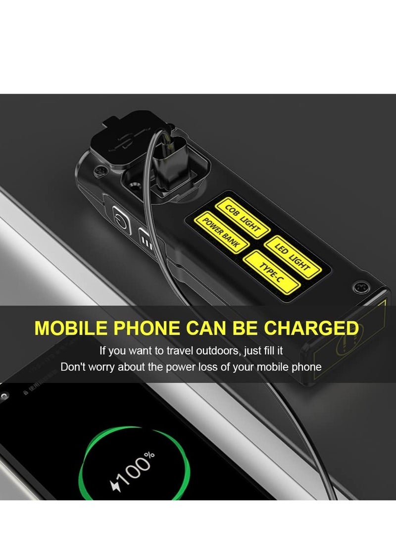 LED Small Flashlight Portable Rechargeable Work Light Super Bright Multi Use Waterproof COB Multifunctional Magnetic Suction Flashlight for Camping Walking Searching Hiking Indoor Outdoor Use - Image 5