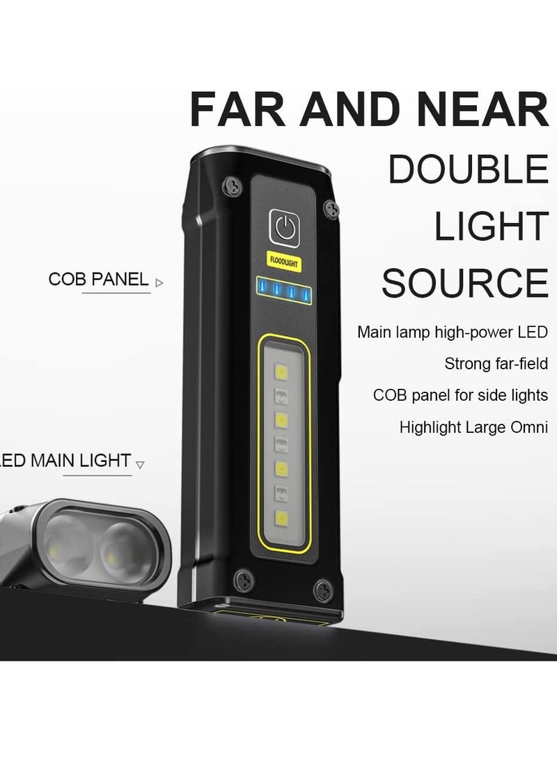 LED Small Flashlight Portable Rechargeable Work Light Super Bright Multi Use Waterproof COB Multifunctional Magnetic Suction Flashlight for Camping Walking Searching Hiking Indoor Outdoor Use - Image 3