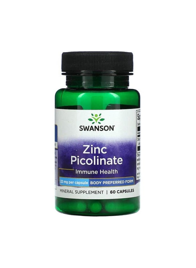 SWANSON Zinc Picolinate, 22 mg, 60 Capsules