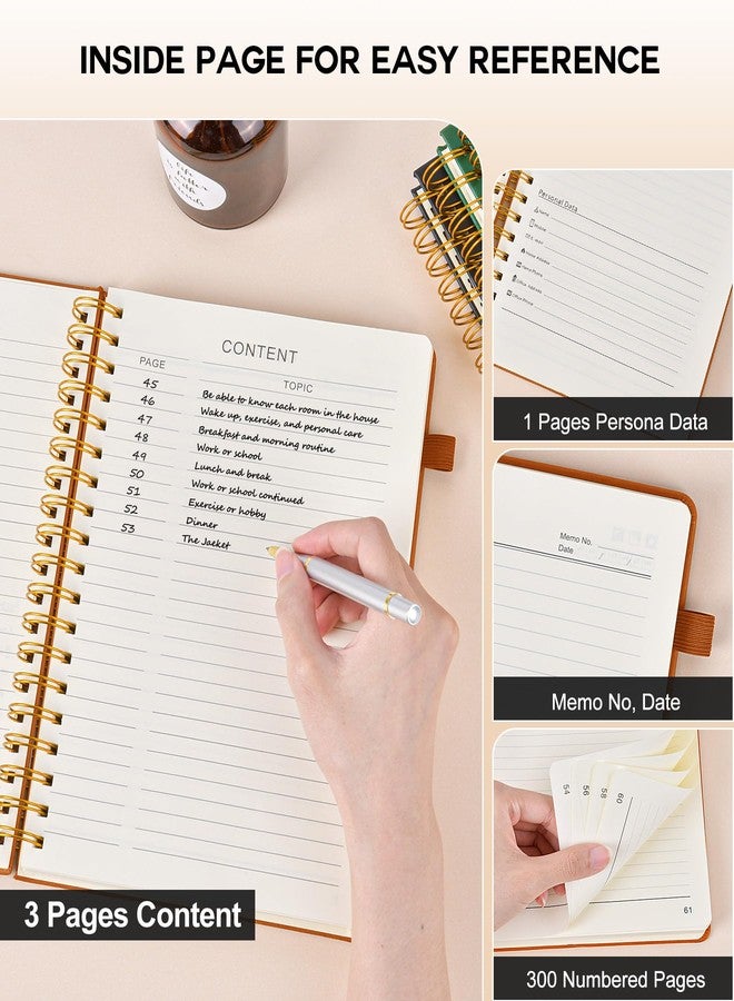 PERCUN Large Spiral Notebook Journal for Women Men - 300 Numbered Lined Pages, College Ruled,B5 Hardcover Spiral Bound Notebook for School, Work, Note Taking, Writing, Leather Spiral Journal 7"x10" - Image 5