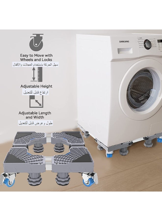 Washing Machine Base Stand with Locking Wheels Movable Universal Mobile Base for Dryer, Refrigerator, Furniture and Appliance - Image 1