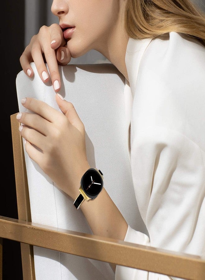 WINGLE Compatible for Galaxy Watch 8 Band Samsung Galaxy Watch 8 Classic Band 40mm 44mm 46mm, Slim Bands Jewelry Dressy Bracelet Thin Metal Strap Designer Luxury Bangle for Galaxy Watch8, Gold/Black - Image 5