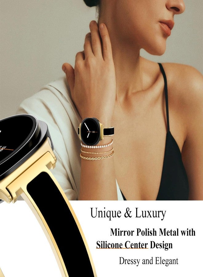 WINGLE Compatible for Galaxy Watch 8 Band Samsung Galaxy Watch 8 Classic Band 40mm 44mm 46mm, Slim Bands Jewelry Dressy Bracelet Thin Metal Strap Designer Luxury Bangle for Galaxy Watch8, Gold/Black - Image 2