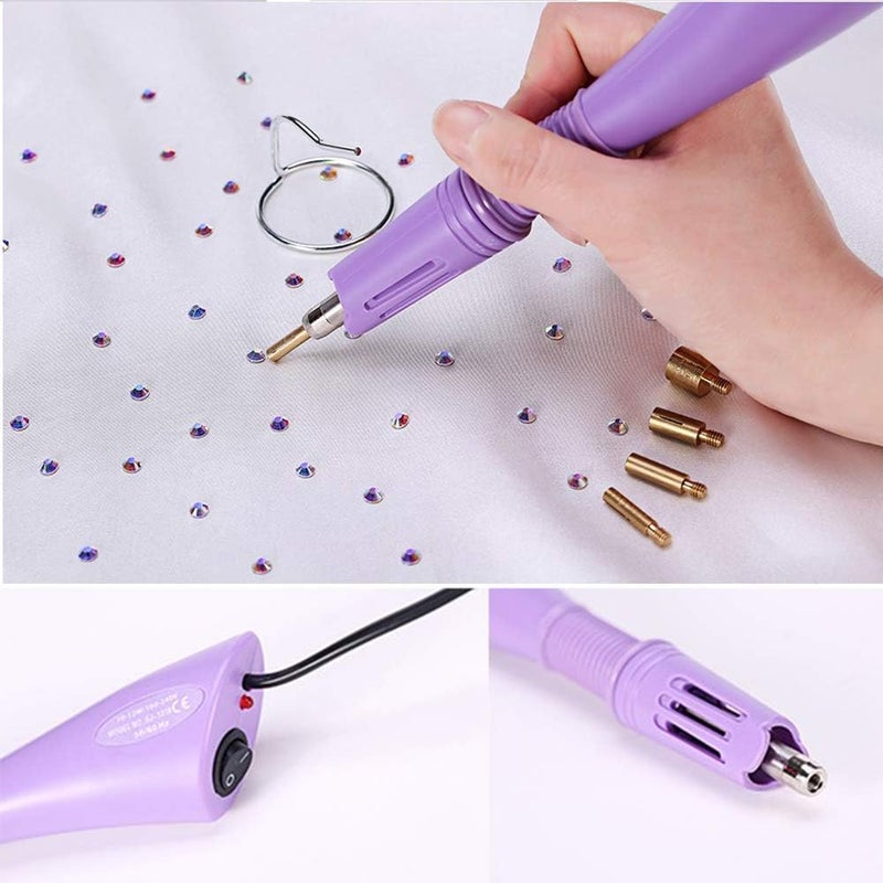 Allber Hotfix Applicator, 7-in-1 Hot Fix Rhinestone Applicator Wand Setter Tool Kit with AB Crystal Rhinestones, 7 Tips, 2 Pencils and Tweezers - Image 5