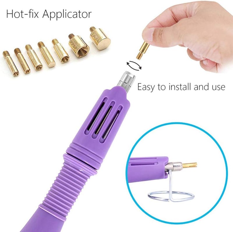 Allber Hotfix Applicator, 7-in-1 Hot Fix Rhinestone Applicator Wand Setter Tool Kit with AB Crystal Rhinestones, 7 Tips, 2 Pencils and Tweezers - Image 3