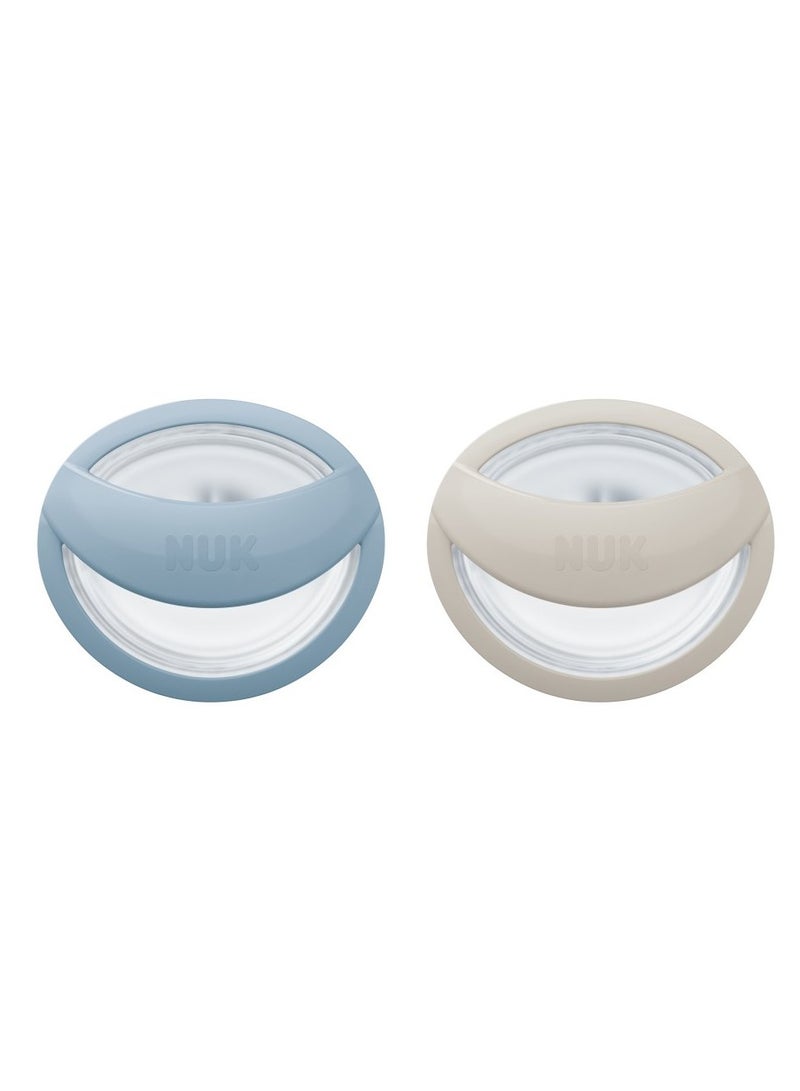 NUK Pacifiers | 2-Pack Soothers  | BPA-Free Silicone Pacifiers  |  Sleep Anti-Flatulence  |  Baby Teething Toy  | Baby  0-9M  | Blue  Gray - Image 2