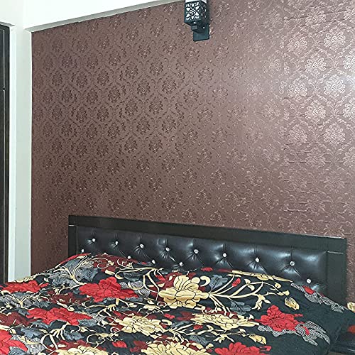 Wolpin Wall Stickers Living Room Wallpaper Damask (45 x 600 cm) Self Adhesive Waterproof - Image 2