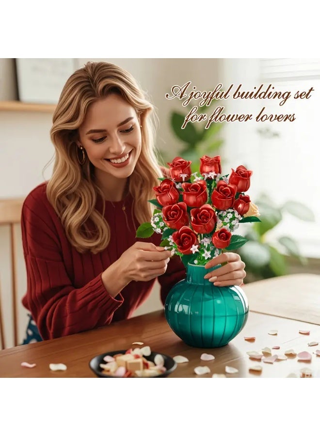 ROSE Building Block Potted Fleshy Building Block Assembly Model Uses ABS Architectural Assembly Ornaments Suitable for Boys and Girls over 6 Years Old Like to Collect New Year's Eid al-Fitr Gifts at Home - Image 4