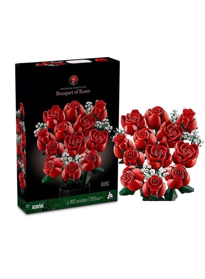 ROSE Building Block Potted Fleshy Building Block Assembly Model Uses ABS Architectural Assembly Ornaments Suitable for Boys and Girls over 6 Years Old Like to Collect New Year's Eid al-Fitr Gifts at Home - Image 1