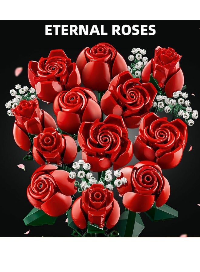 ROSE Building Block Potted Fleshy Building Block Assembly Model Uses ABS Architectural Assembly Ornaments Suitable for Boys and Girls over 6 Years Old Like to Collect New Year's Eid al-Fitr Gifts at Home - Image 2