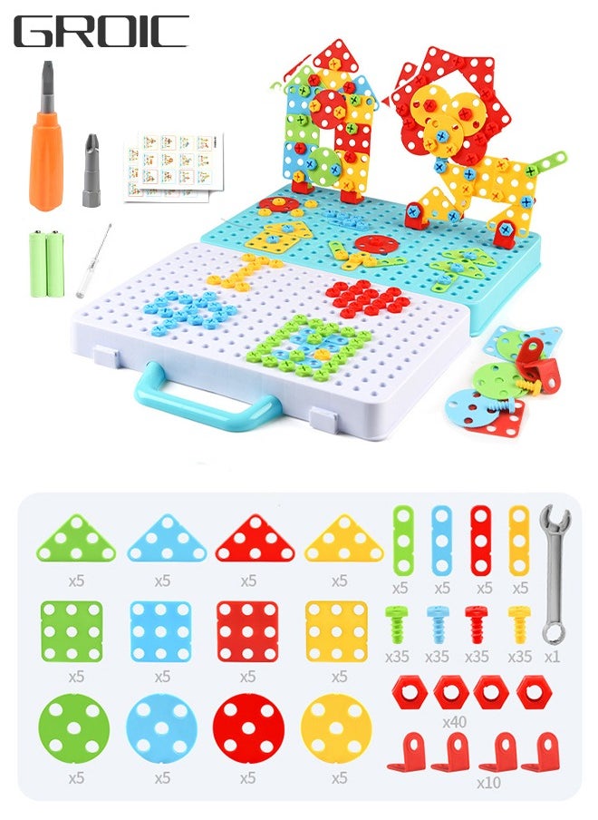 GROIC - 276pcs STEM Learning Toys Construction Engineering Building Block Games with Drill & Screw Driver Tool Set For Kids - Image 1