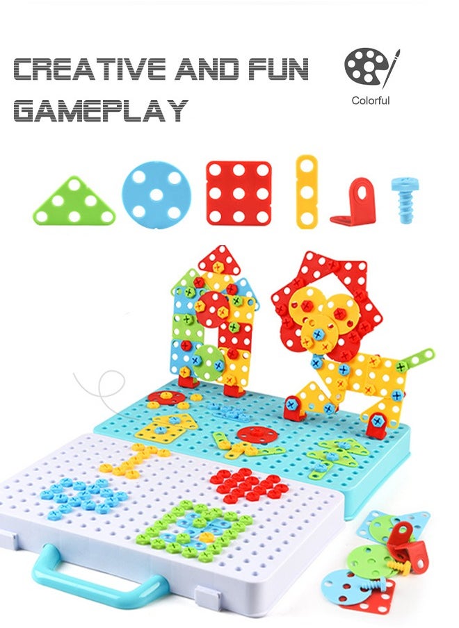 GROIC - 276pcs STEM Learning Toys Construction Engineering Building Block Games with Drill & Screw Driver Tool Set For Kids - Image 1