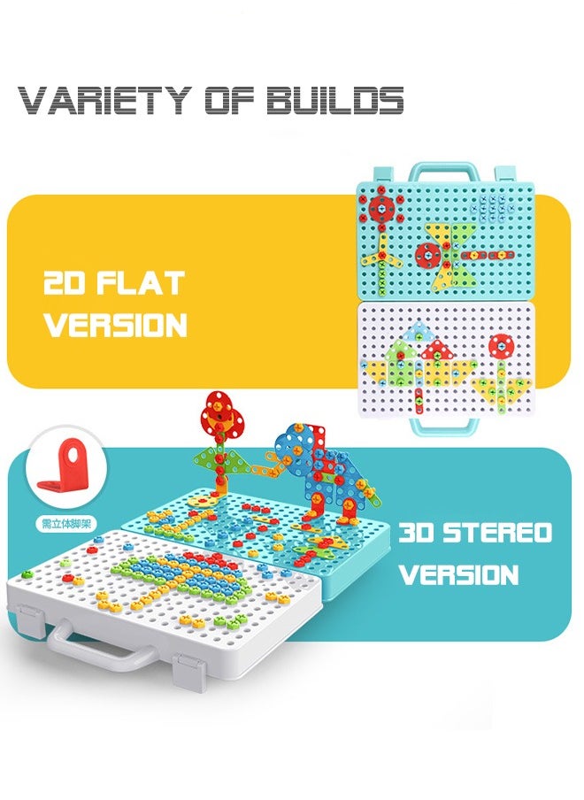 GROIC - 276pcs STEM Learning Toys Construction Engineering Building Block Games with Drill & Screw Driver Tool Set For Kids - Image 1