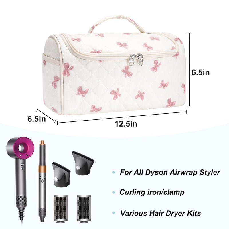 idoltimes Quilted Hair Tools Travel Bag, Cute Portable Organizer Case with Hanging Hook, Compatible with Dyson Airwrap Styler,Hair Curler Accessories - Image 2