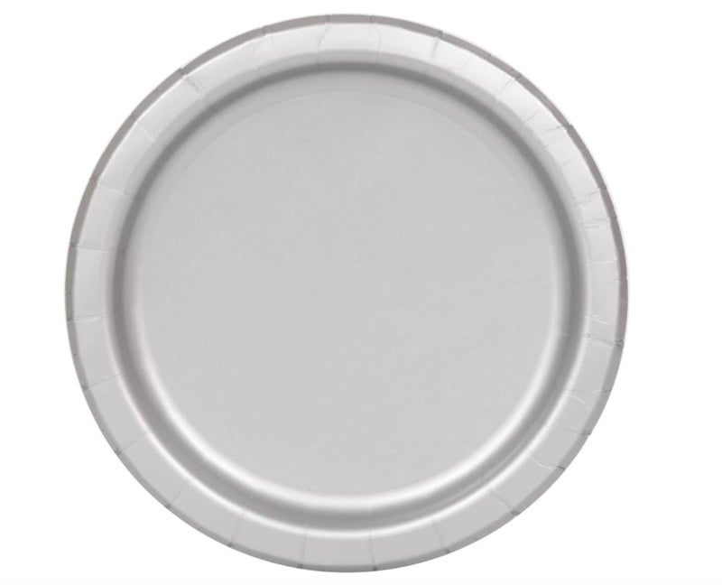 Silver Solid Round Paper Dessert Plates 17cm 20 Count  Vibrant Paper Plates for Parties and Events Perfect for Appetizers Snacks and Desserts