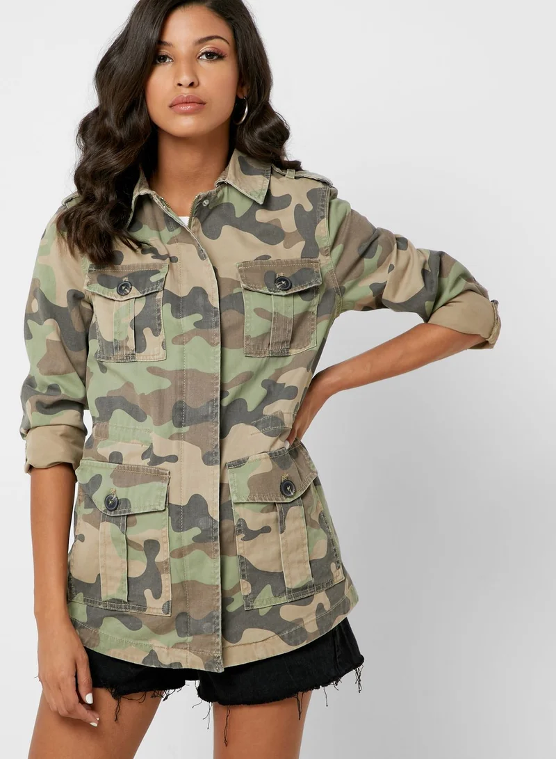NEW LOOK Oversized Camo Print Jacket