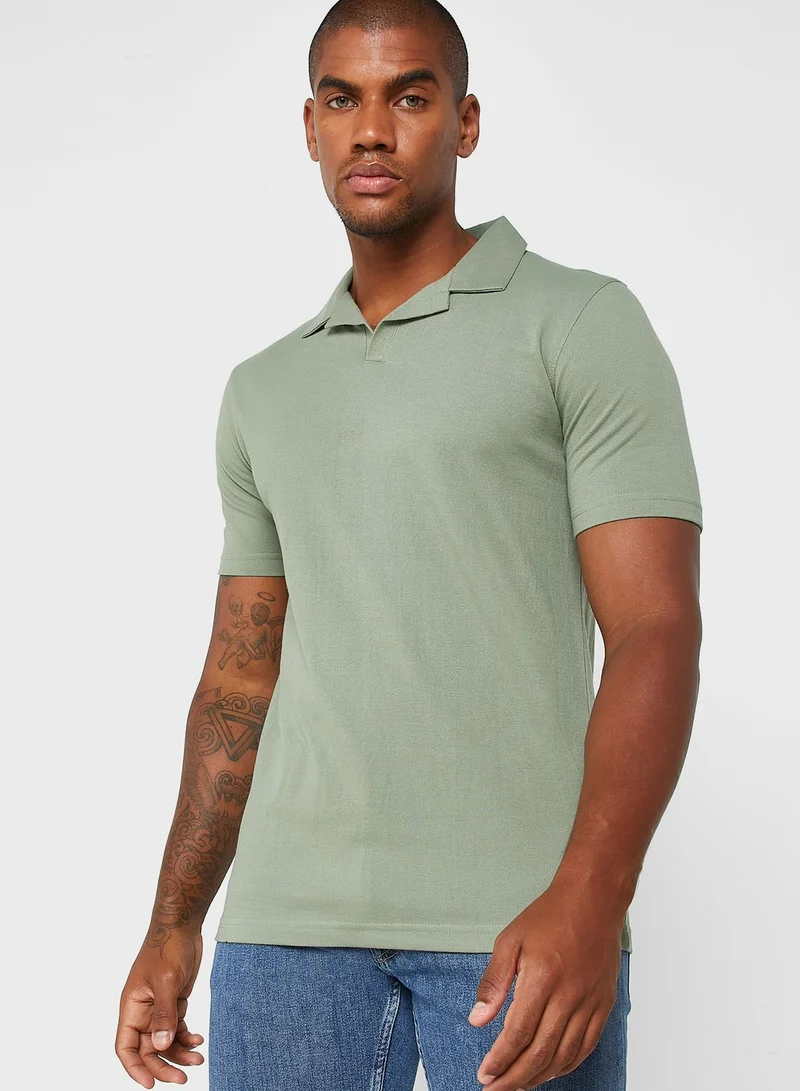 Robert Wood Notch Collar Polo Shirt
